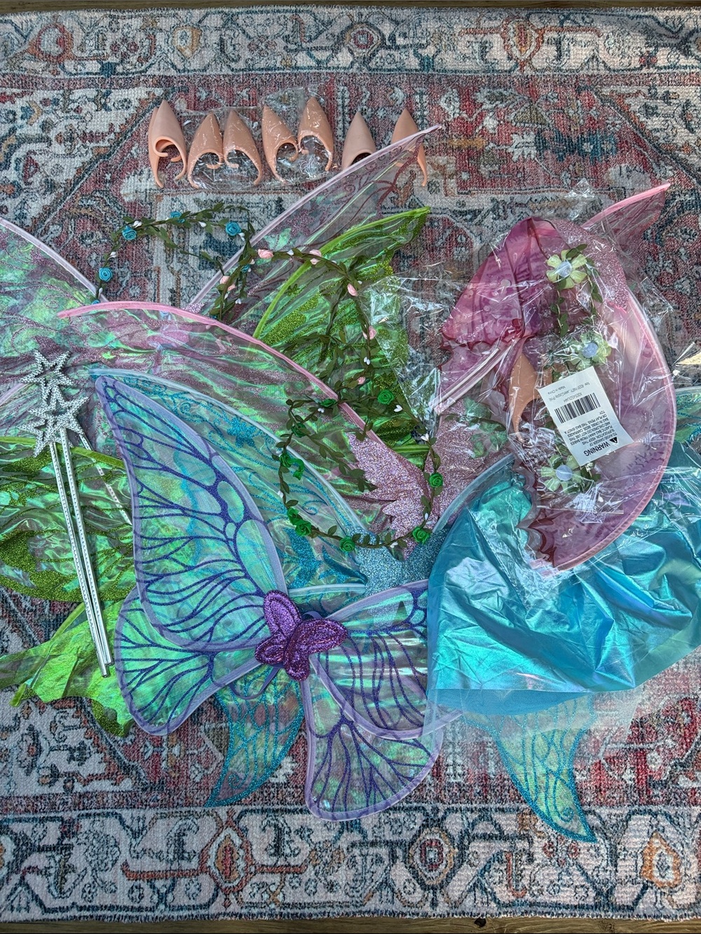 Large Bundle of 6 Fairy Costumes Wings Floral Crowns & More